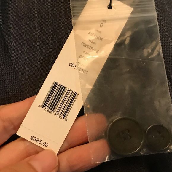 New Theory Amanda Pinstripe Grey Lined Business Career Blazer Suit Jacket 0 - Picture 2 of 8